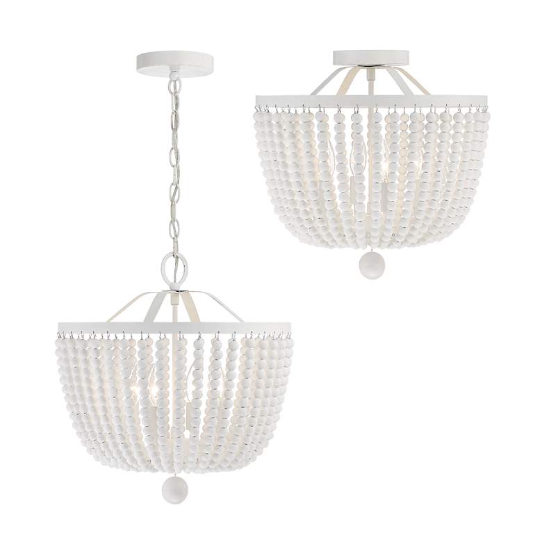 Image 5 Crystorama Rylee 16 1/2 inch Wide 4-Light  Matte White Beaded Chandelier more views