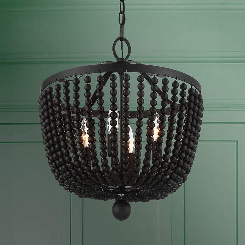 Image 1 Crystorama Rylee 16 1/2 inch Wide Matte Black Bowl Chandelier