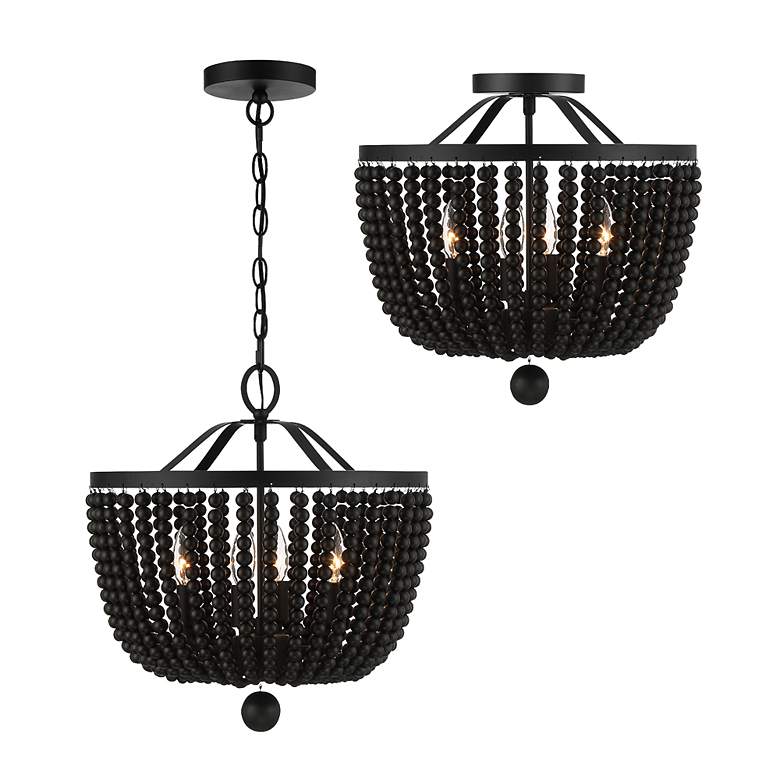 Image 5 Crystorama Rylee 16 1/2 inch Wide Matte Black Bowl Chandelier more views