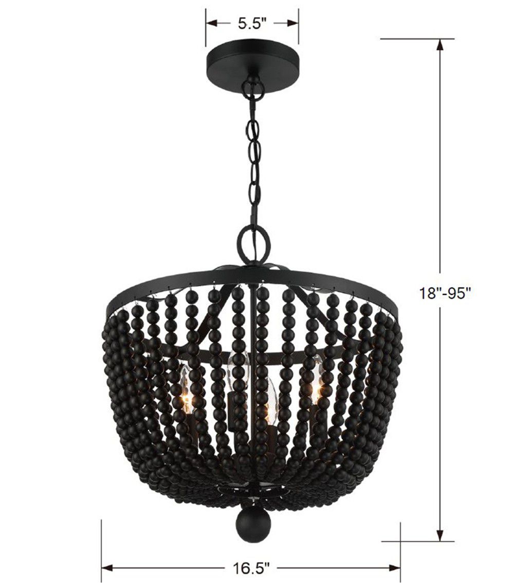 Crystorama Rylee 16 1/2" Wide Matte Black Bowl Chandelier