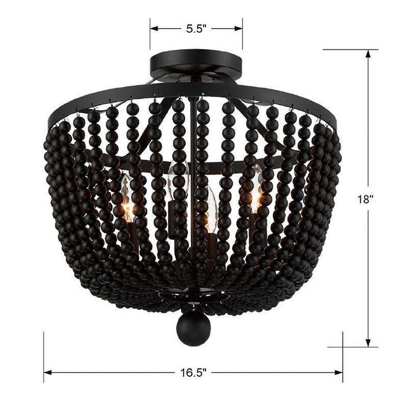 Image 6 Crystorama Rylee 16 1/2" Wide Matte Black Ceiling Light more views