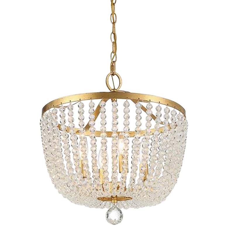 Image 2 Crystorama Rylee 16 1/2 inchW Antique Gold Glass Ceiling Light