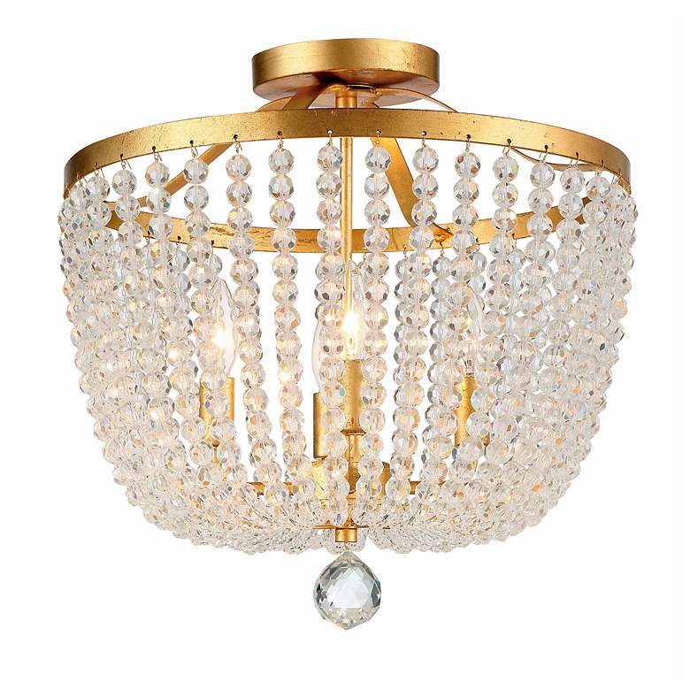 Image 2 Crystorama Rylee 16 1/2"W Antique Gold Glass Ceiling Light