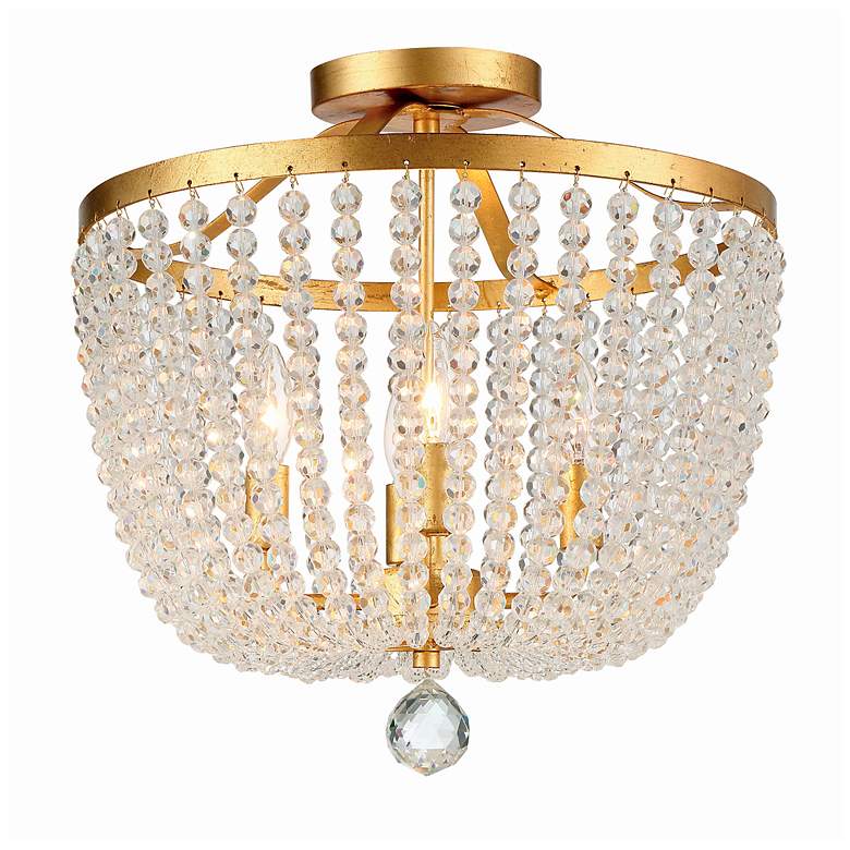 Image 2 Crystorama Rylee 16 1/2 inchW Antique Gold Glass Ceiling Light