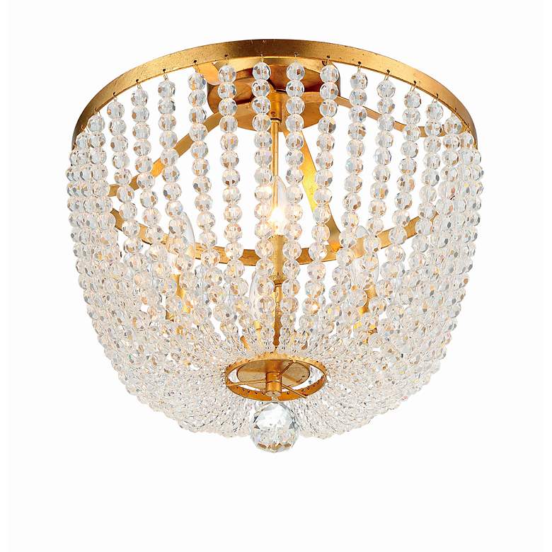 Image 3 Crystorama Rylee 16 1/2"W Antique Gold Glass Ceiling Light more views
