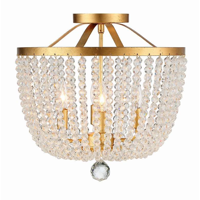 Image 4 Crystorama Rylee 16 1/2 inchW Antique Gold Glass Ceiling Light more views