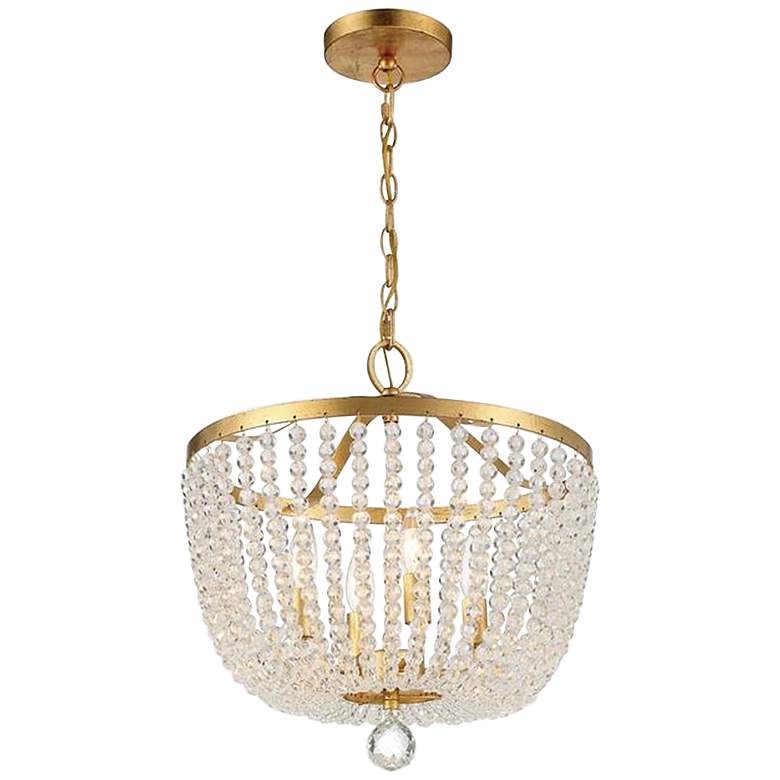 Image 5 Crystorama Rylee 16 1/2"W Antique Gold Glass Ceiling Light more views