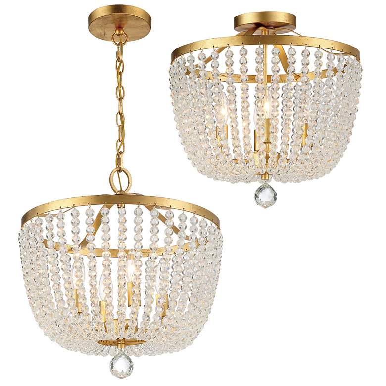 Image 5 Crystorama Rylee 16 1/2"W Antique Gold Glass Ceiling Light more views