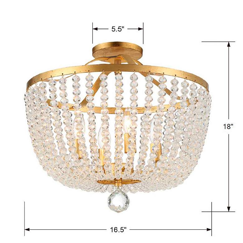 Image 6 Crystorama Rylee 16 1/2"W Antique Gold Glass Ceiling Light more views