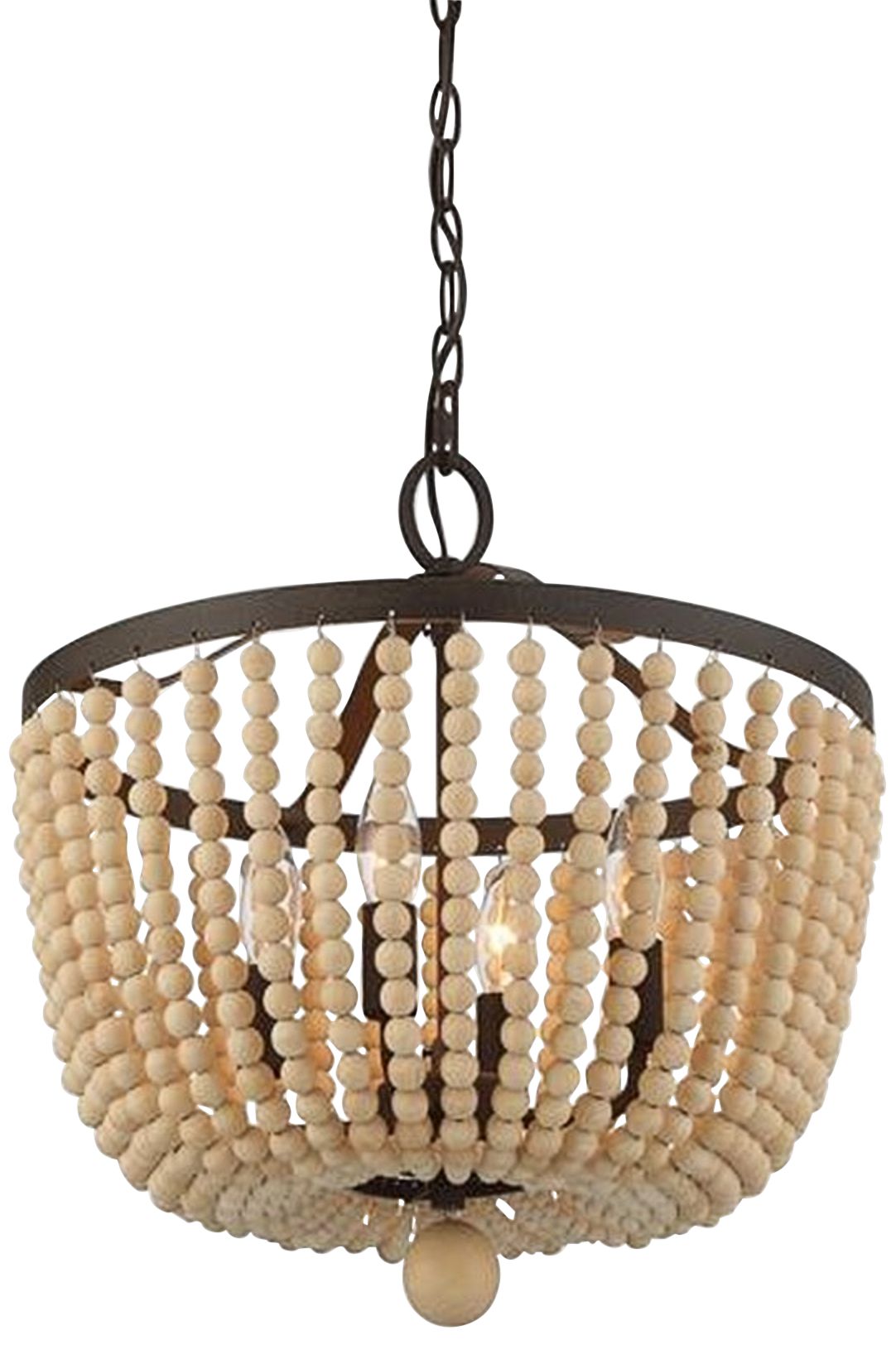Crystorama Rylee 16 1/2"W Bronze and Wood Beads Ceiling Light