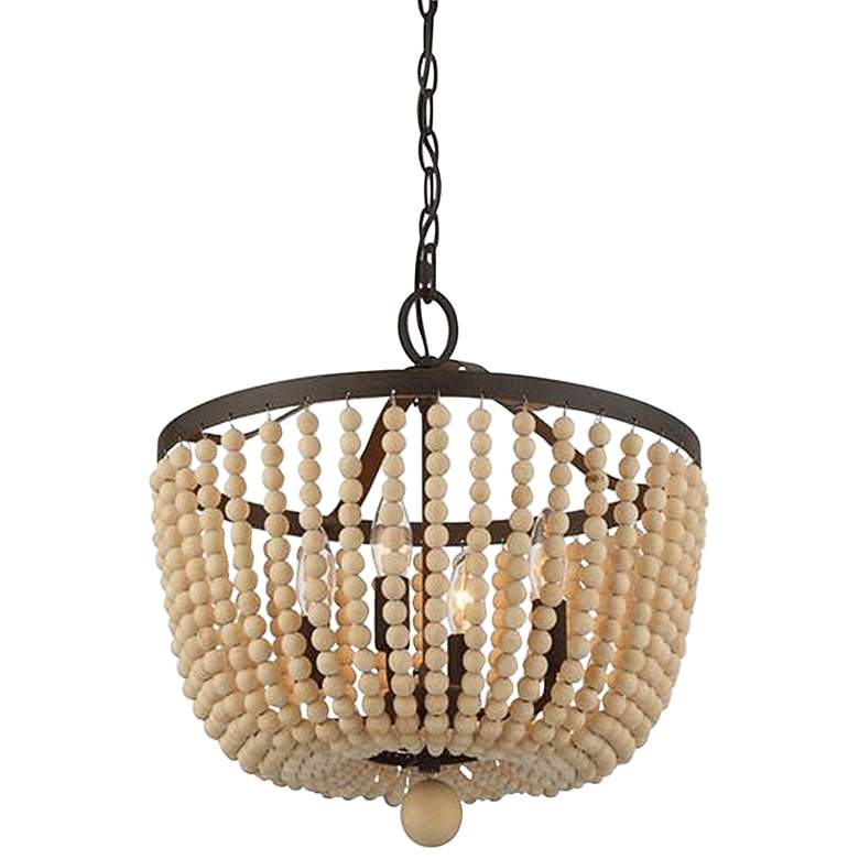 Image 2 Crystorama Rylee 16 1/2"W Bronze and Wood Beads Ceiling Light
