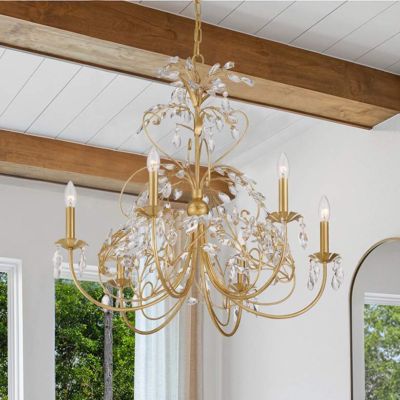 Image 1 Crystorama Sadie 29" Wide Antique Gold 6-Light Chandelier