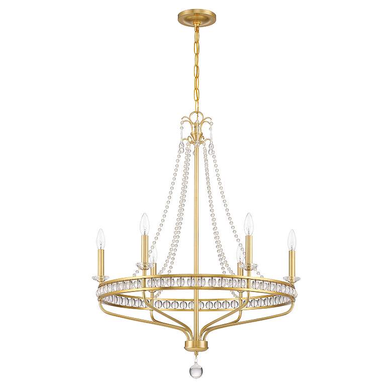Image 2 Crystorama Seville 28" Wide Aged Brass 6-Light Chandelier more views