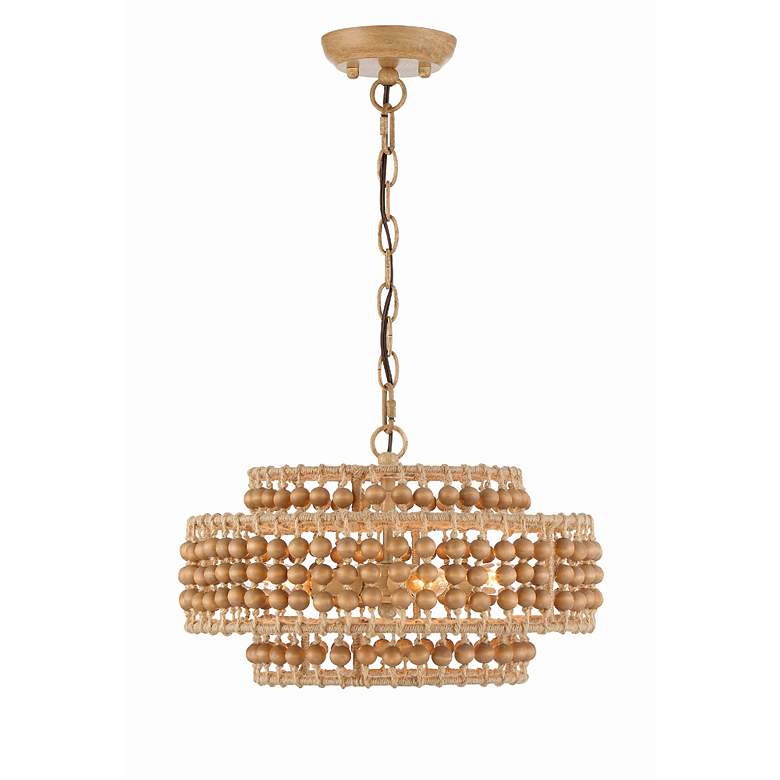 Image 4 Crystorama Silas 16" Wide Sand Steel Wood Beads 4-Light Chandelier more views