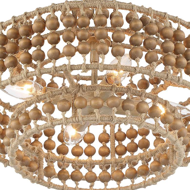 Image 5 Crystorama Silas 16" Wide Sand Steel Wood Beads 4-Light Chandelier more views
