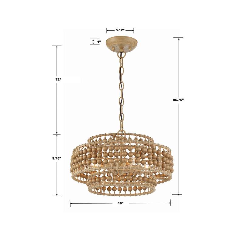 Image 7 Crystorama Silas 16" Wide Sand Steel Wood Beads 4-Light Chandelier more views