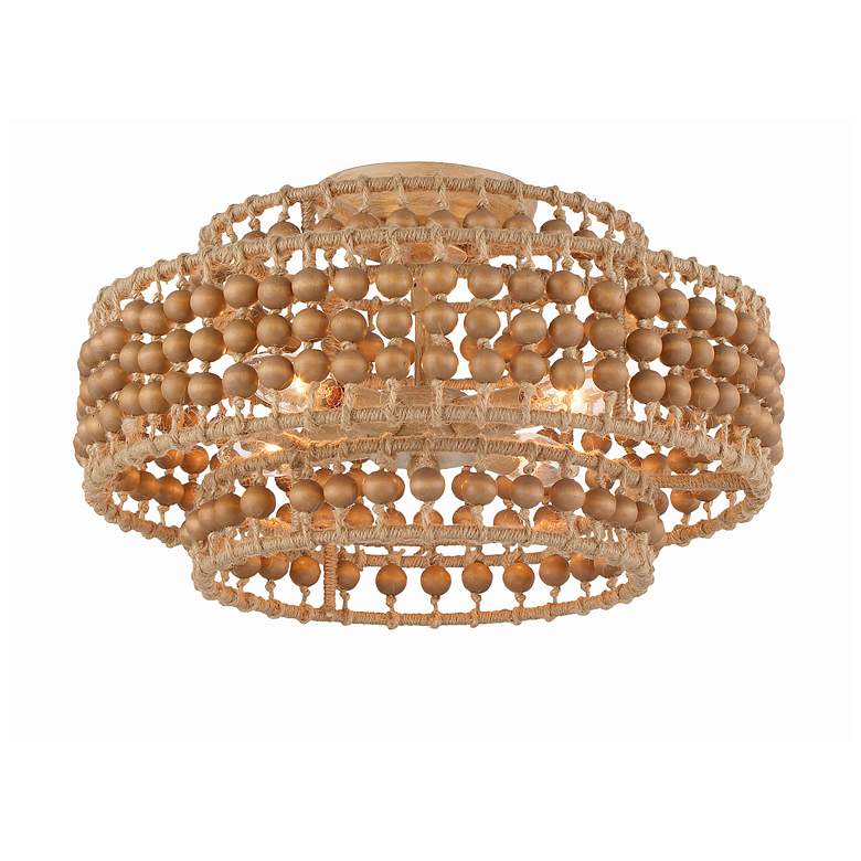 Image 2 Crystorama Silas 16 inchW Wooden Beads and Rope Ceiling Light