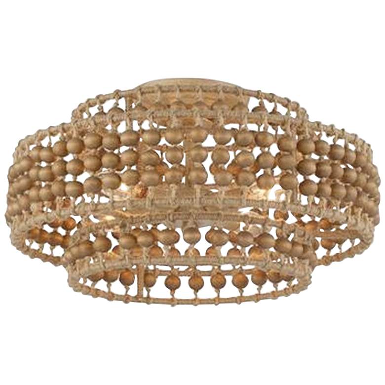 Image 4 Crystorama Silas 16 inchW Wooden Beads and Rope Ceiling Light more views