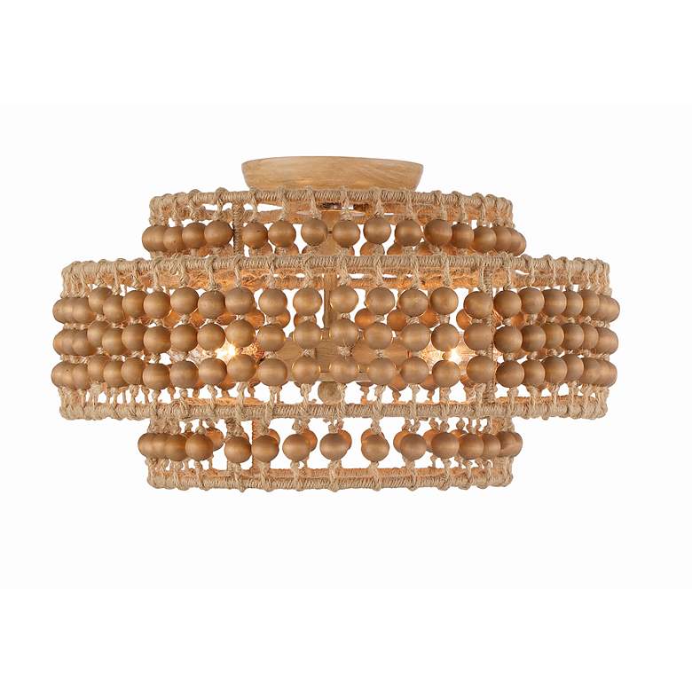 Image 4 Crystorama Silas 16"W Wooden Beads and Rope Ceiling Light more views