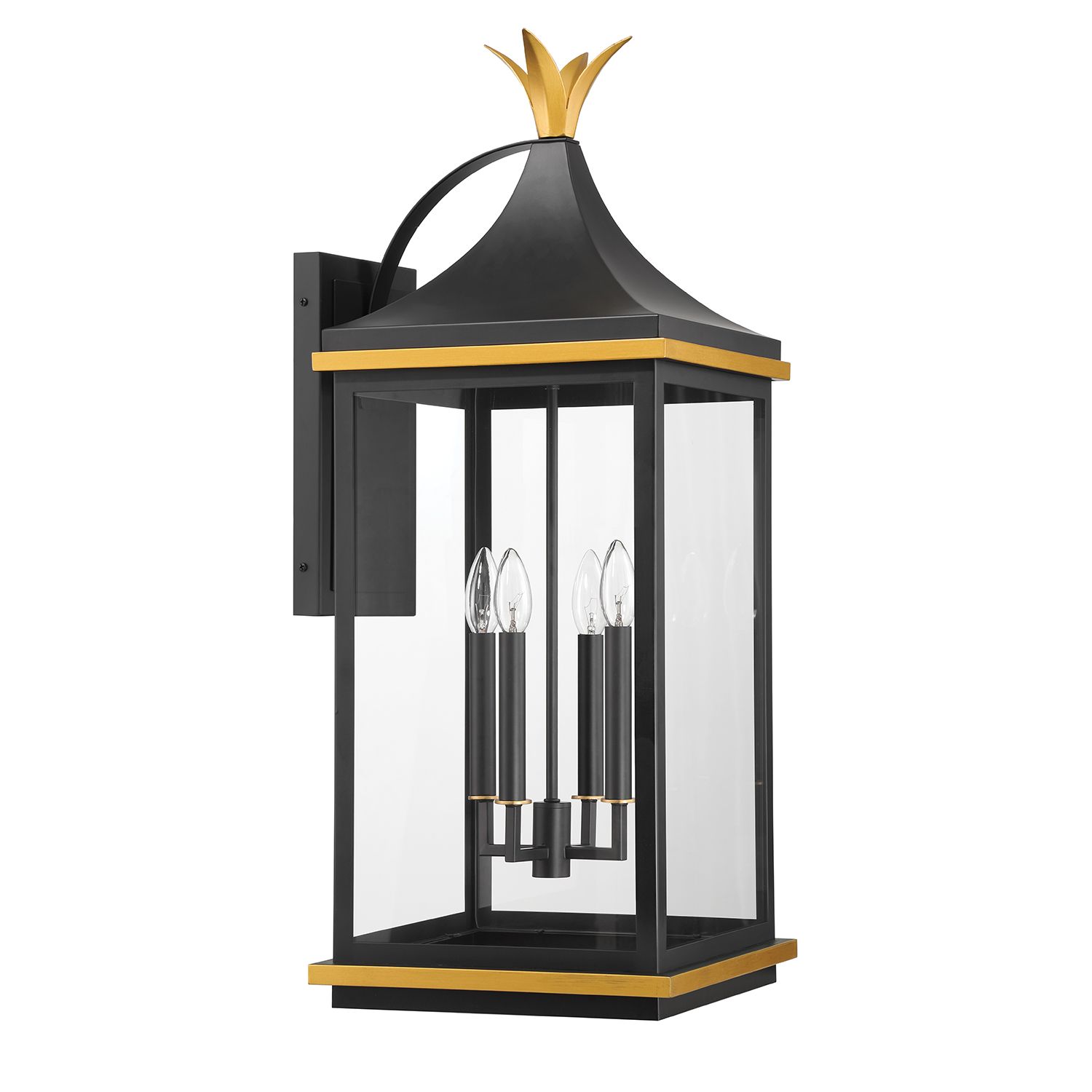 Image 2 Crystorama Simpson 12.25'' Matte Black + Textured Gold Outdoor Sconce more views