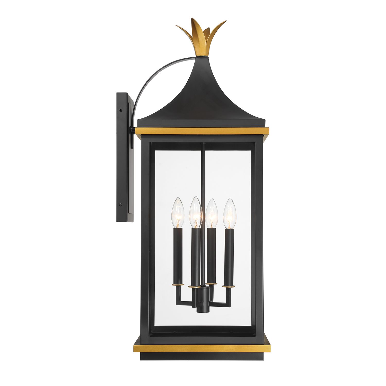 Image 4 Crystorama Simpson 12.25'' Matte Black + Textured Gold Outdoor Sconce more views