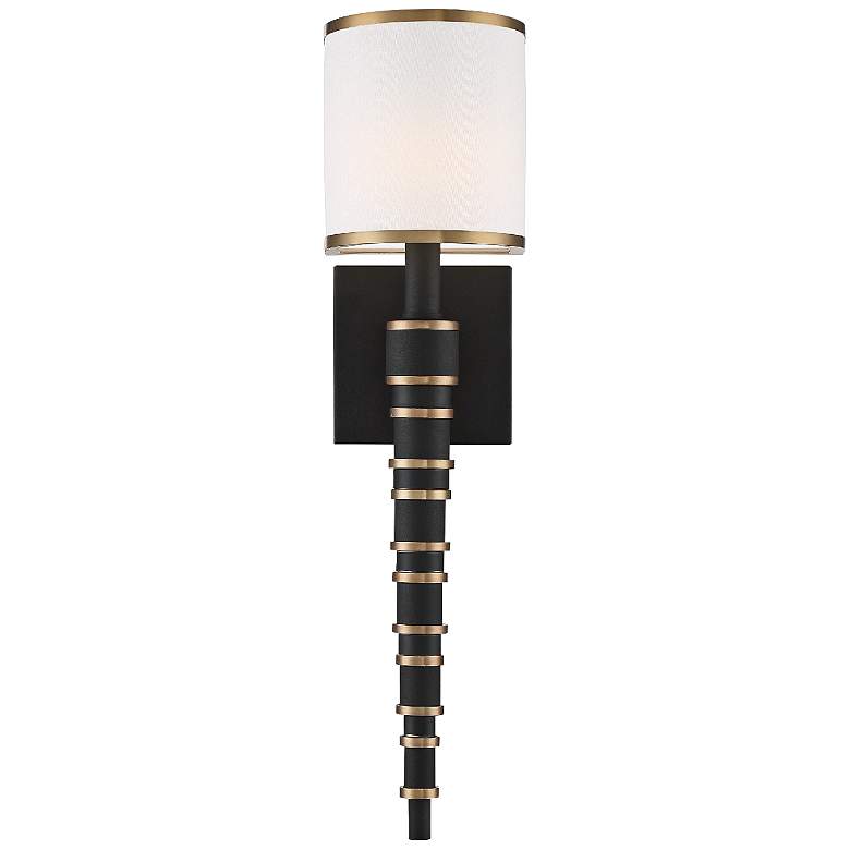 Image 1 Crystorama Sloane 20 inchHigh Vibrant Gold Black Forged Wall Sconce