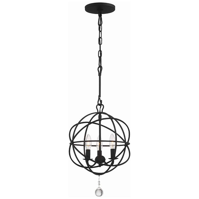 Image 1 Crystorama Solaris 12 1/2" Wide Black 3-Light Chandelier