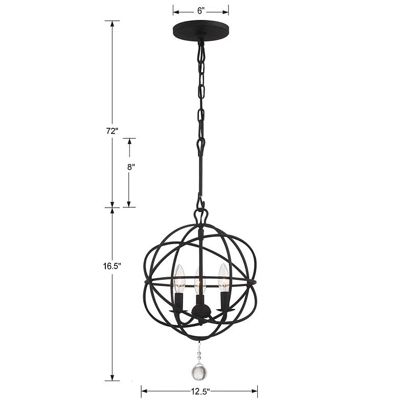 Image 5 Crystorama Solaris 12 1/2" Wide Black 3-Light Chandelier more views