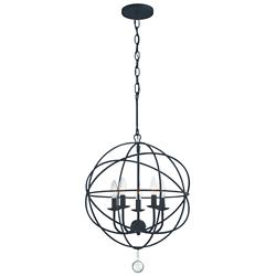 Crystorama Solaris 17" 5-Light Black Candelabra Orb Small Chandelier