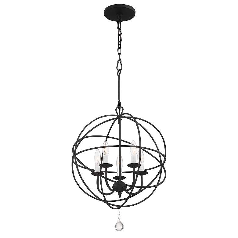 Image 4 Crystorama Solaris 17" 5-Light Black Candelabra Orb Small Chandelier more views