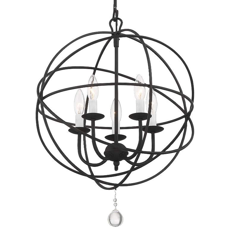 Image 5 Crystorama Solaris 17" 5-Light Black Candelabra Orb Small Chandelier more views
