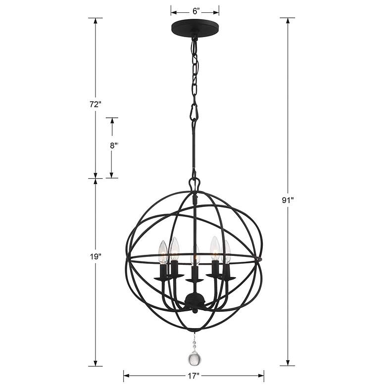Image 7 Crystorama Solaris 17" 5-Light Black Candelabra Orb Small Chandelier more views