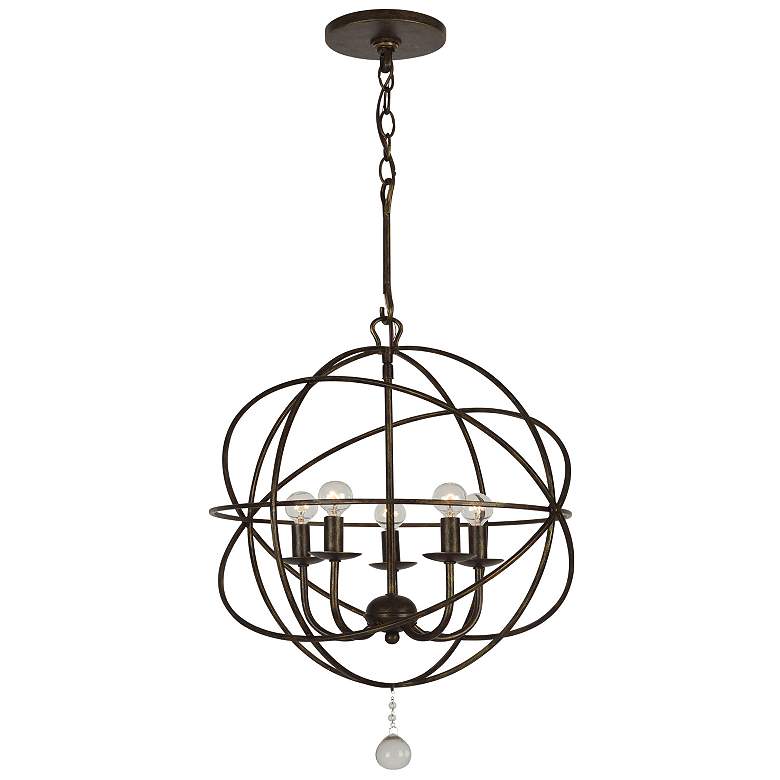 Image 2 Crystorama Solaris 17" Wide English Bronze 5-Light Pendant