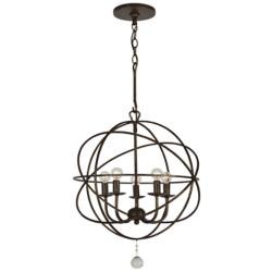 Crystorama Solaris 17" Wide English Bronze 5-Light Pendant