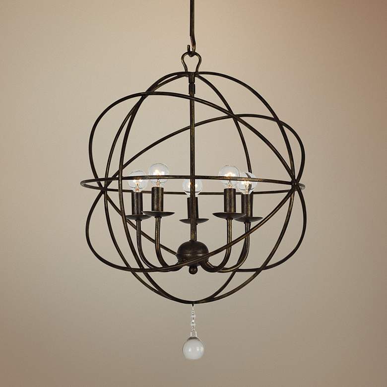 Image 1 Crystorama Solaris 17" Wide English Bronze 5-Light Pendant