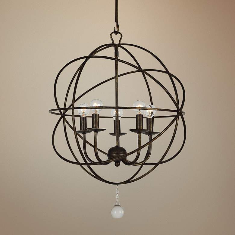 Image 1 Crystorama Solaris 17 inch Wide English Bronze 5-Light Pendant