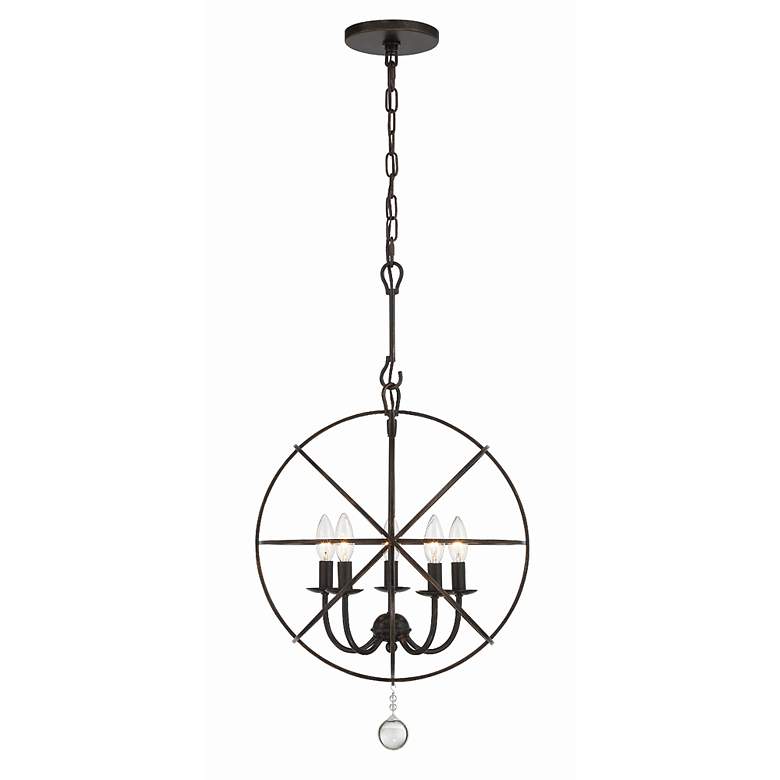 Image 3 Crystorama Solaris 17" Wide English Bronze 5-Light Pendant more views