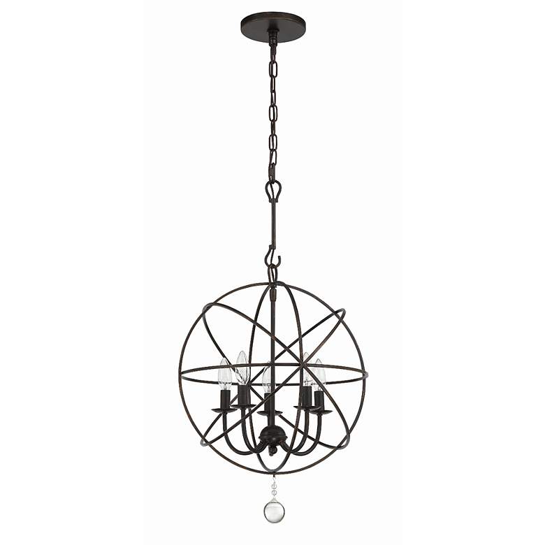 Image 4 Crystorama Solaris 17" Wide English Bronze 5-Light Pendant more views