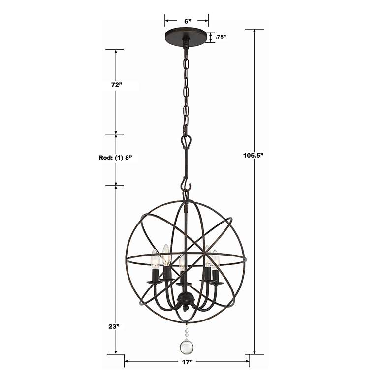 Image 6 Crystorama Solaris 17" Wide English Bronze 5-Light Pendant more views