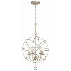 Crystorama Solaris 17" Wide Olde Silver 5-Light Pendant