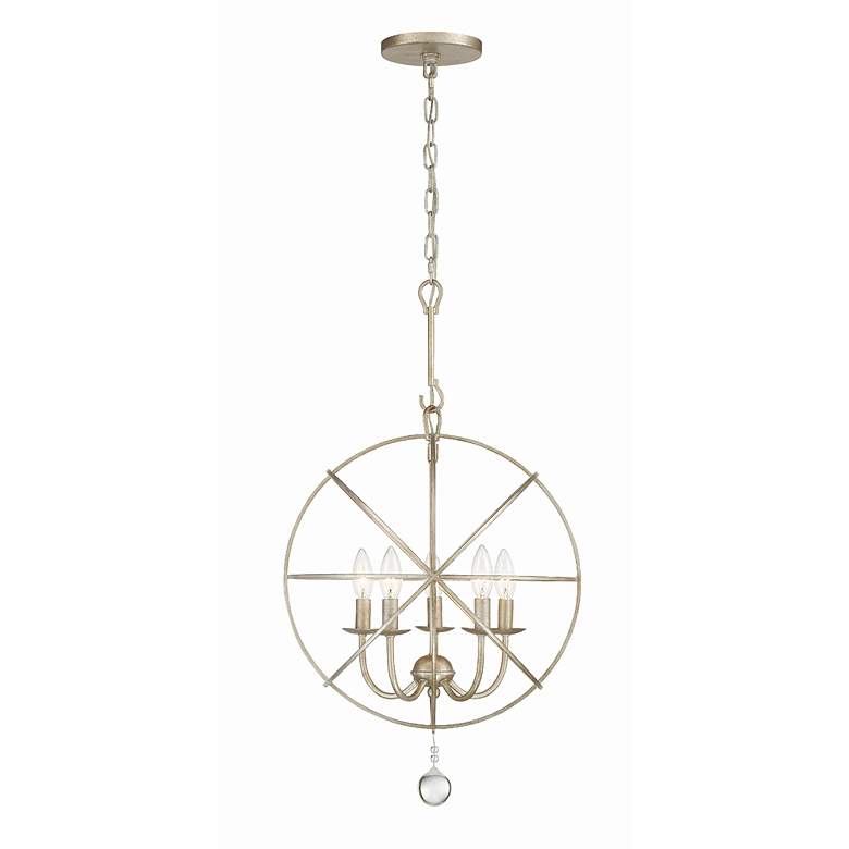 Image 3 Crystorama Solaris 17" Wide Olde Silver 5-Light Pendant more views