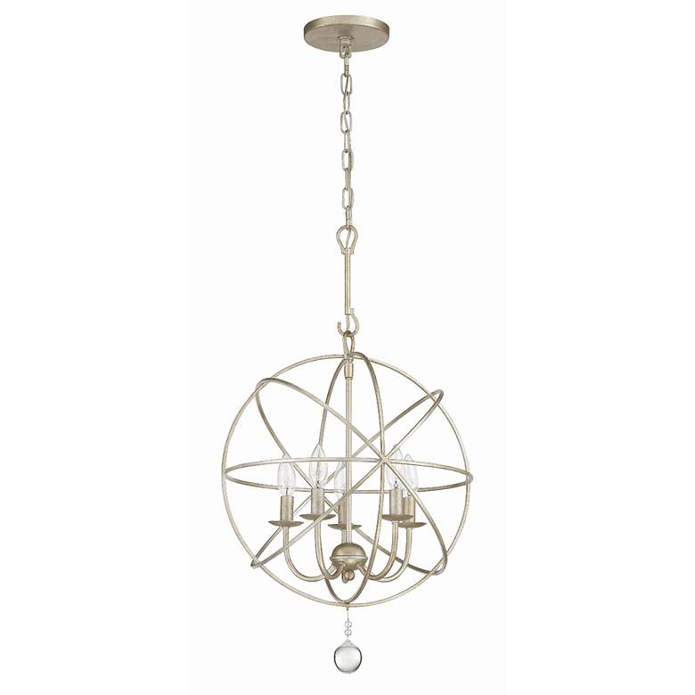 Image 4 Crystorama Solaris 17" Wide Olde Silver 5-Light Pendant more views