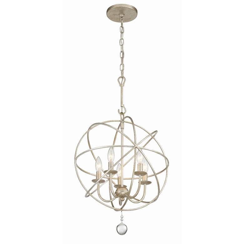 Image 5 Crystorama Solaris 17" Wide Olde Silver 5-Light Pendant more views