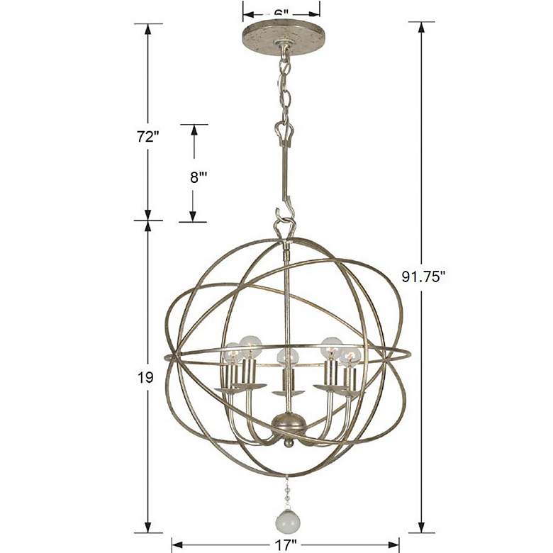 Image 6 Crystorama Solaris 17" Wide Olde Silver 5-Light Pendant more views