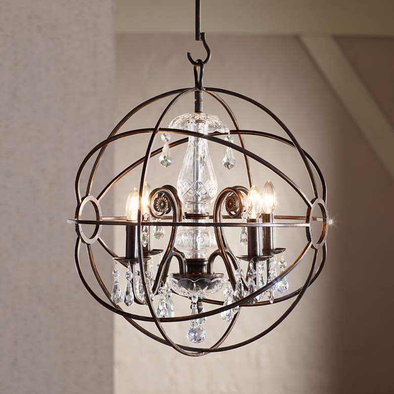 Image 1 Crystorama Solaris 17 inchW English Bronze 4-Light Chandelier