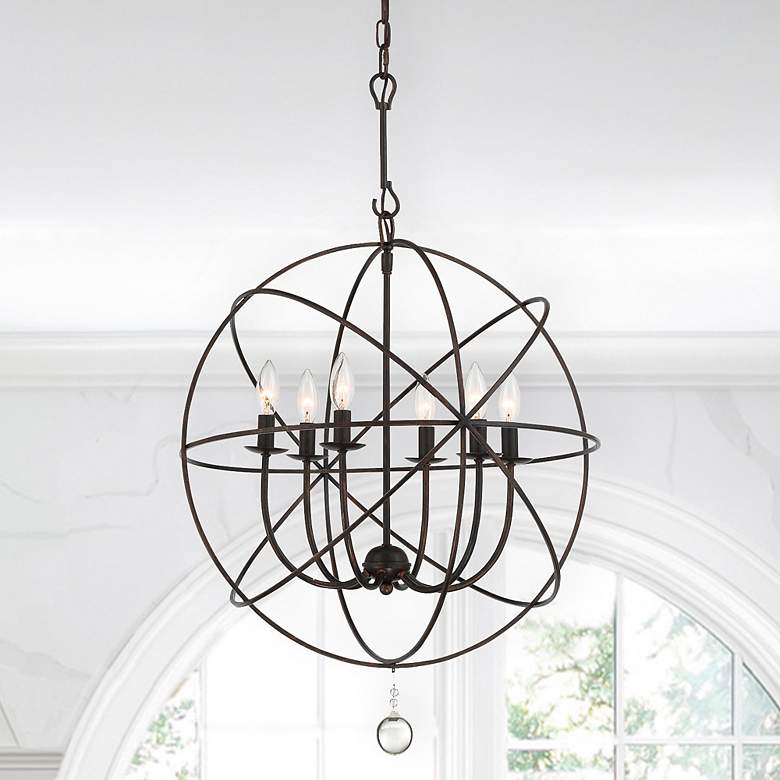 Image 1 Crystorama Solaris 22 1/2" English Bronze 6-Light Sphere Chandelier