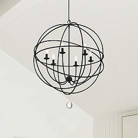 Image2 of Crystorama Solaris 22 1/2" Wide Black 6-Light Chandelier