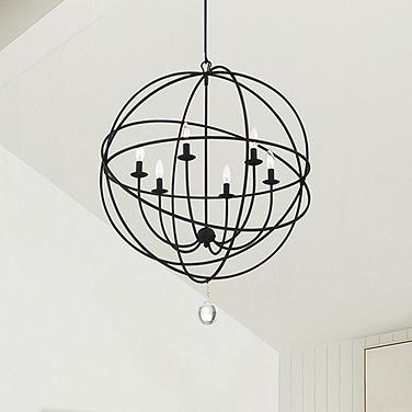 Crystorama Solaris 22 1/2" Wide Black 6-Light Chandelier