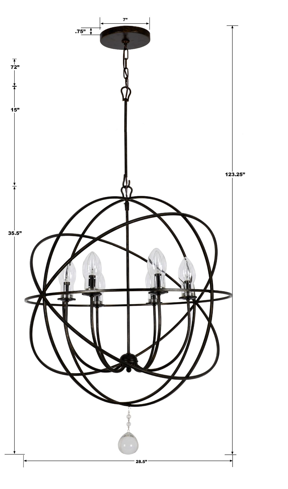 Image 5 Crystorama Solaris 28.5'' English Bronze Outdoor Chandelier more views