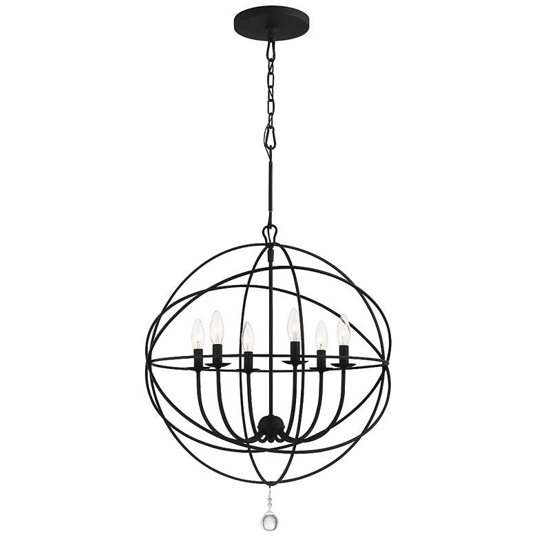 Image 2 Crystorama Solaris 28 1/2"W Black 6-Light Sphere Chandelier